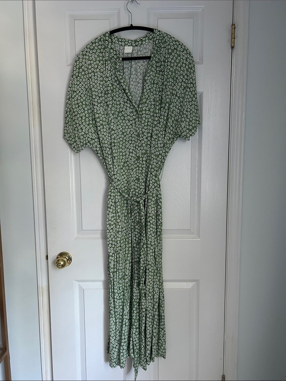 H&M Green Floral Wrap Maxi Dress with Tie Waist